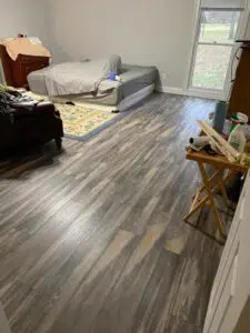 Bedroom with laminate flooring