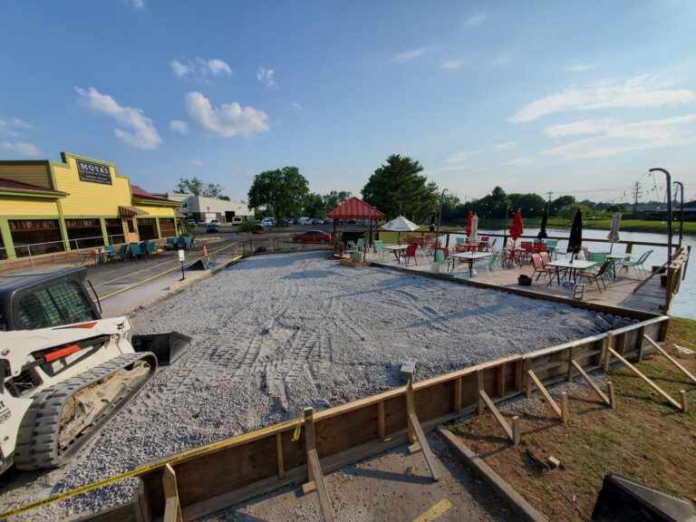 Gravel pad for a large, outdoor patio